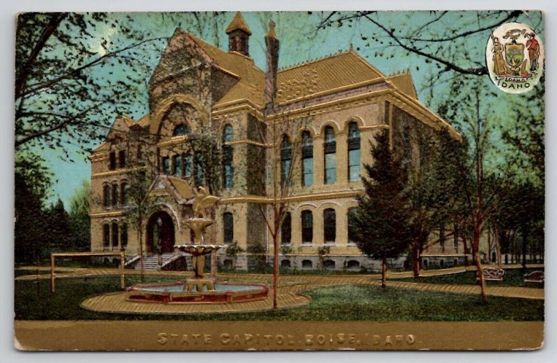 Boise ID Idaho State Capitol Building Gilded Postcard C33