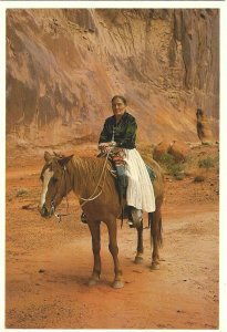 Navajo Woman on Horse Member of America's Largest Tribe  4 by 6