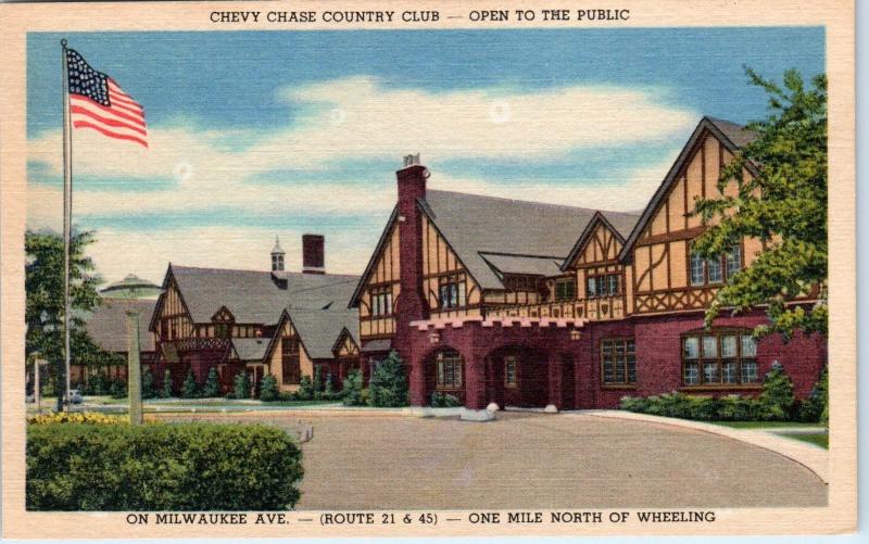 WHEELING, IL Illinois   CHEVY CHASE COUNTRY CLUB c1940s Linen GOLF   Postcard