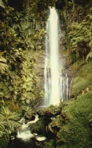 Vintage Postcard 1966 Wailua Falls Near Hana From Haleakala Slopes Maui Hawaii