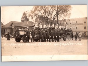 c1912 Shriner Floral Parade Los Angeles California CA Fire Department Truck RPPC