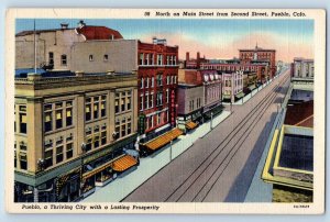 Pueblo Colorado CO Postcard North Main Street Second Street Birds Eye View 1940