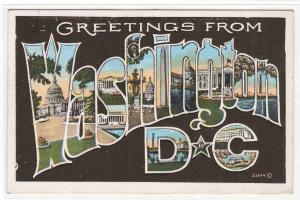 Greetngs From Washington DC Large Letter 1934 postcard