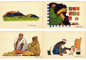 ALGERIA ALGERIE TYPES ARTIST SIGNED SANDOZ Incl. BOOKLET 24 CPA (L2435)