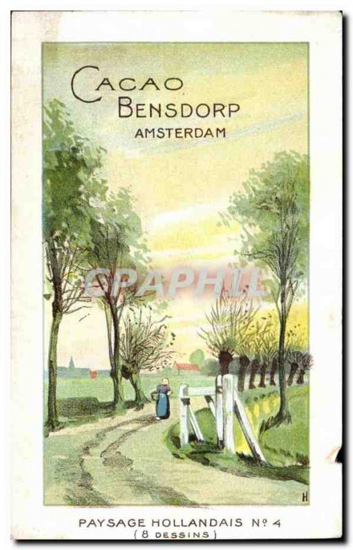 Postcard Old Caoao Bensdorp Amsterdam Dutch landscape Advertisement