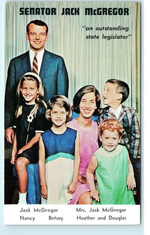 Senator Jack McGregor and Family Pennsylvania State 1962 Vintage Postcard D91