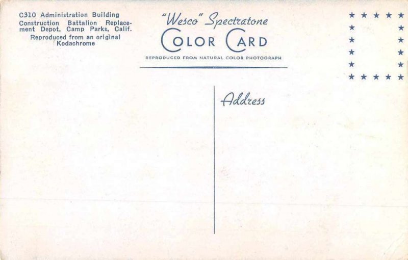 Camp Parks California Construction Battalion Admin Building Postcard JF685582 