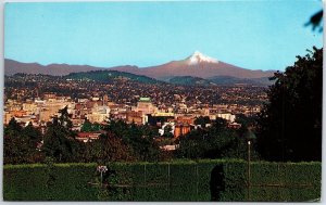 VINTAGE POSTCARD VIEW OF PORTLAND OREGON AND MT. HOOD IN BACKGROUND 1960s