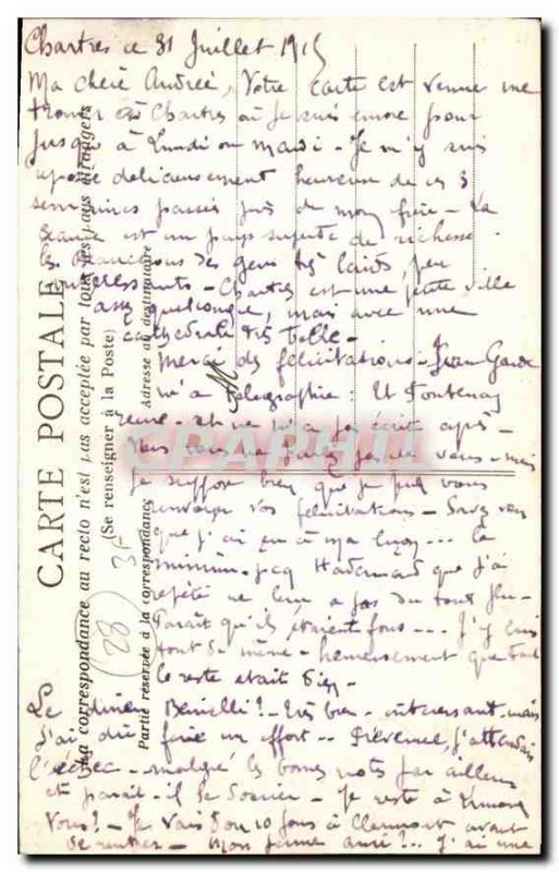 Postcard Old Chartres Cathedrale Fragment Choir Tour