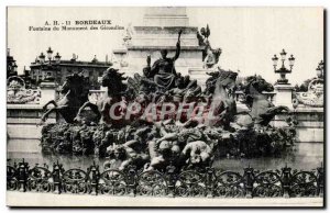Bordeaux Old Postcard Fountain Monument Girondins