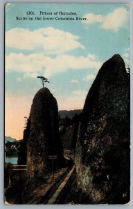 Postcard Columbia River Gorge OR c1910s Pillars of Hercules Railroad Tracks