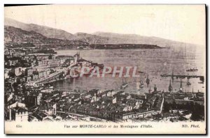 Old Postcard View of Monte Carlo and the Mountains & # 39Italie