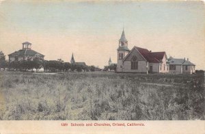 Orland California Schools and Churches Color Lithograph Vintage Postcard U2221 
