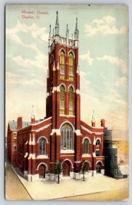 Dayton Ohio~Masonic Temple Exterior View~Tower~Spires~Gothic~c1910 Postcard
