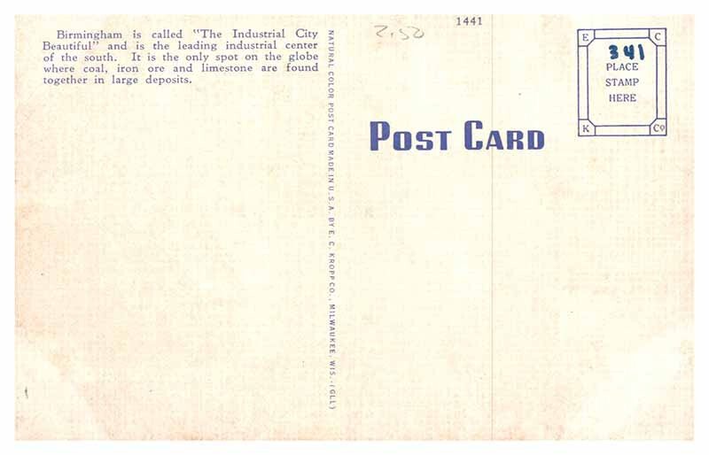 Postcard AERIAL VIEW SCENE Birmingham Alabama AL AQ6293