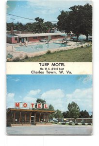 Charles Town West Virginia WV Vintage Postcard Turf Motel on US #340 East