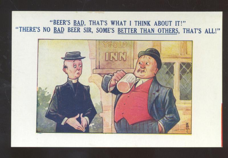 BEER IS BAD DRINKING MAN ADVICE VINTAGE COMIC POSTCARD BAMFORTH CO.