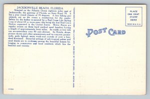 Jacksonville Beach People Florida Vintage Unposted Linen