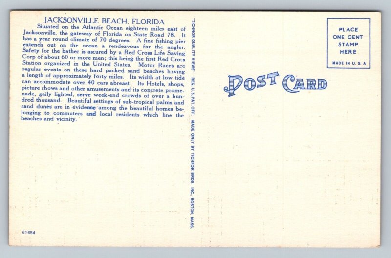 Jacksonville Beach People Florida Vintage Unposted Linen