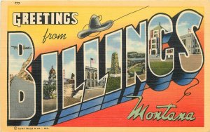 Postcard Montana Billings Large letters multi view Teich linen 23-1132