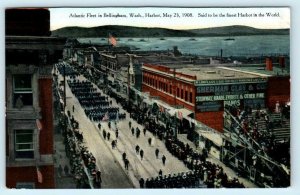 BELLINGHAM, Washington WA ~ Parade 1908 ATLANTIC FLEET Navy Military Postcard