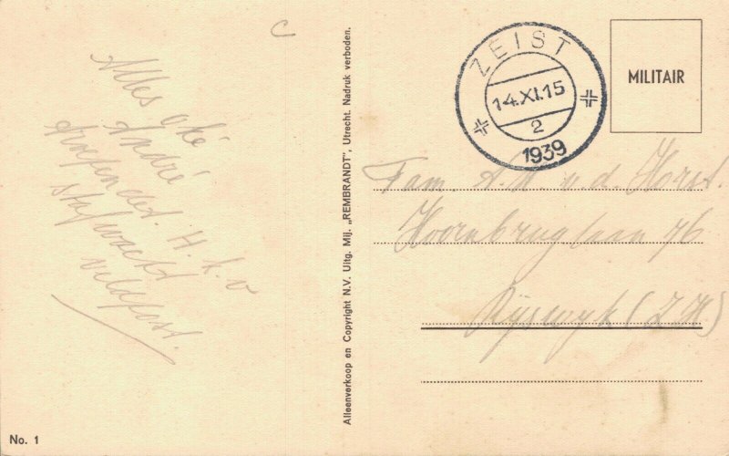 Military World War 1 Two Soldiers Comic Postcard 06.35