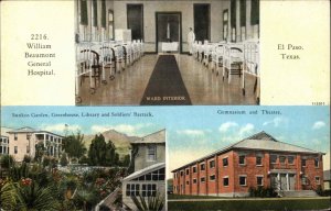El Paso Texas TX Beaumont Hospital Library Theatre Landmarks c1910 Postcard