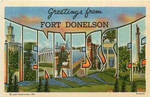 TN, Fort Donelson, Tennessee, Large Letter, Curt Teich No. 9A-H1742