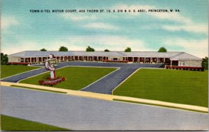 Linen Postcard Town-O-Tel Motor Court 409 Thorn St in Princeton, West Virginia