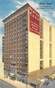 HOTEL CECIL Main Street LOS ANGELES Famous Murders 1955 Postcard Weird Haunted