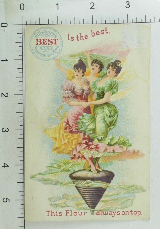 1880's Pillsbury Flour Lovely Ladies Spinning Top Victorian Trade Card P31