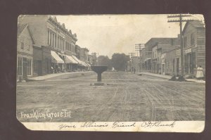 RPPC FRANKLIN GROVE ILLINOIS DOWNTOWN STREET SCENE REAL PHOTO POSTCARD