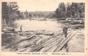 Meacham Lake New York Trout Fishing, Meacham Outlet Photo Print Vintage PC U4541