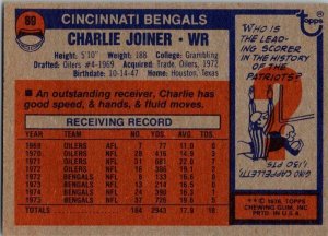 1976 Topps Football Card Charlie Joyner Cincinnati Bengals sk4284