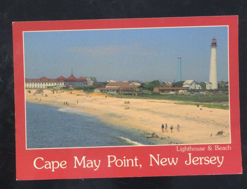 CAPE MAY POINT NEW JERSEY NJ LIGHTHOUSE SWIMMING BEACH POSTCARD