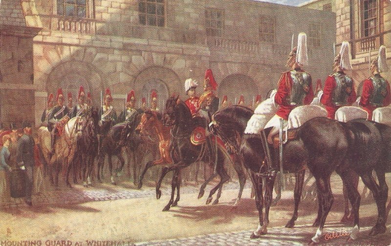 H.Payne. Mounting Guard. Horses Tuck Oilette the Military In London Ser. PC