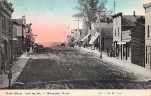 Harmony Minnesota Main Street Looking South Vintage Postcard U590