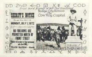 Dodge City Kansas, USA Western Cowboy Unused 