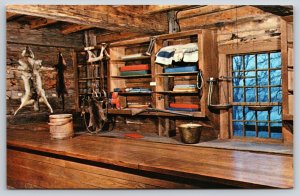 Sibley Missouri~Fort Osage Indian Trade Room~Animal Pelts~Vintage Postcard