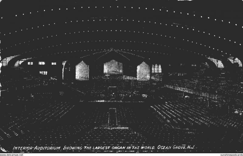 New Jersey Ocean Grove Auditorium Interior Showing Largest Organ In The World...