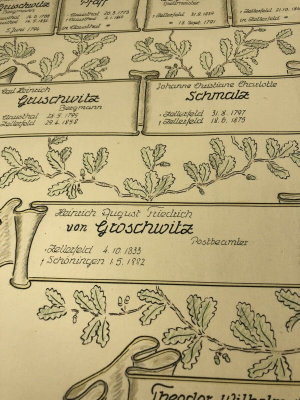 Vtg Theodor von Groschwitz Family Tree Geneology 1700's to 1870 German Print
