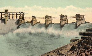 Vintage Postcard 1910's Gatun Spillway Discharging Flood-water Panama Canal