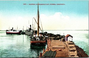 Vtg 1910s Shipping On Humboldt Bay Pier Ships Boat Eureka California CA Postcard