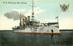 Postcard US Battleship New Jersey Battleship BB 16 Virginia Class