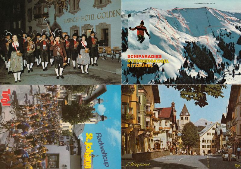 Kitzbuhel Bicycle Cycle Race Skiing Street Dancers 4x Austria Postcard s