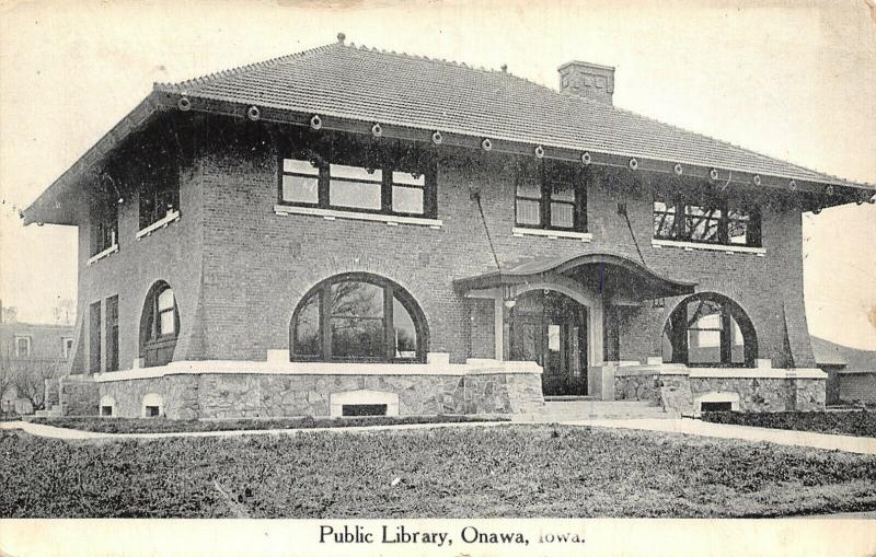 Onawa Iowa~Carnegie Public Library~ Prairie School Architecture~Clay Tile 1911  