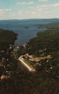 Postcard Aerial View Of Village Grand Lake Stream Land Locked Salmon Fish