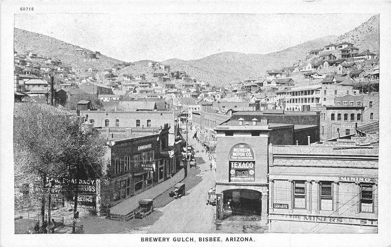 Black White Bisbee Arizona Brewery Gulch 1920s Postcard 4579