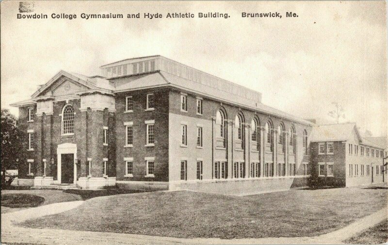 Bowdoin College Gymnasium Hyde Athletic Building Brunswich Me. Postcard UNP Vtg 