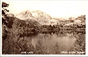 Real Photo Postcard View of June Lake, California Piñon Store Bishop